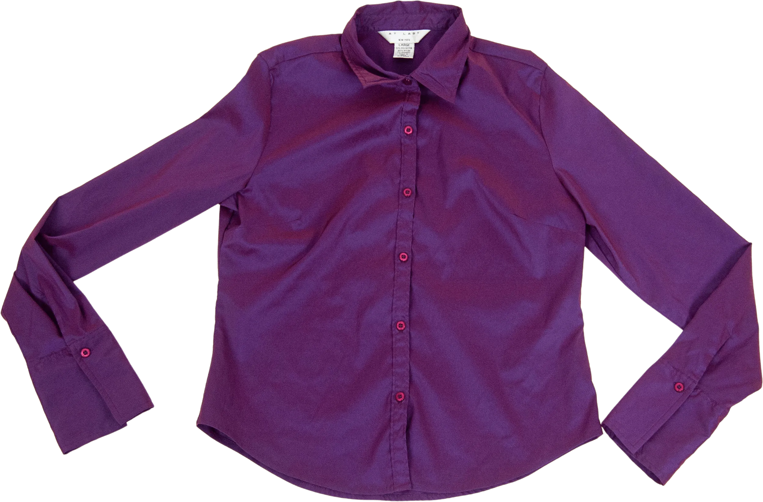 00's Iridescent Purple Long Sleeve Blouse by At Last New York