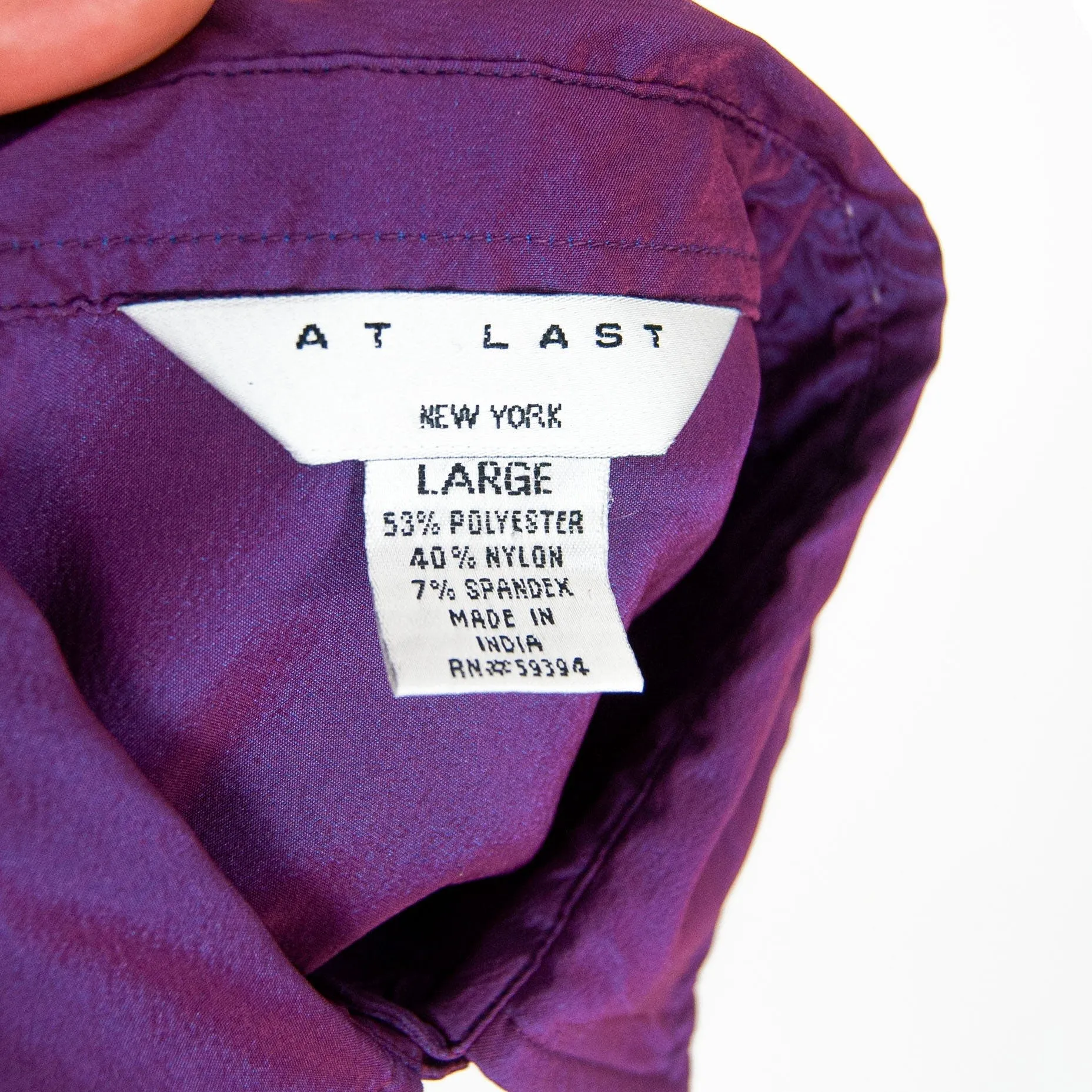 00's Iridescent Purple Long Sleeve Blouse by At Last New York