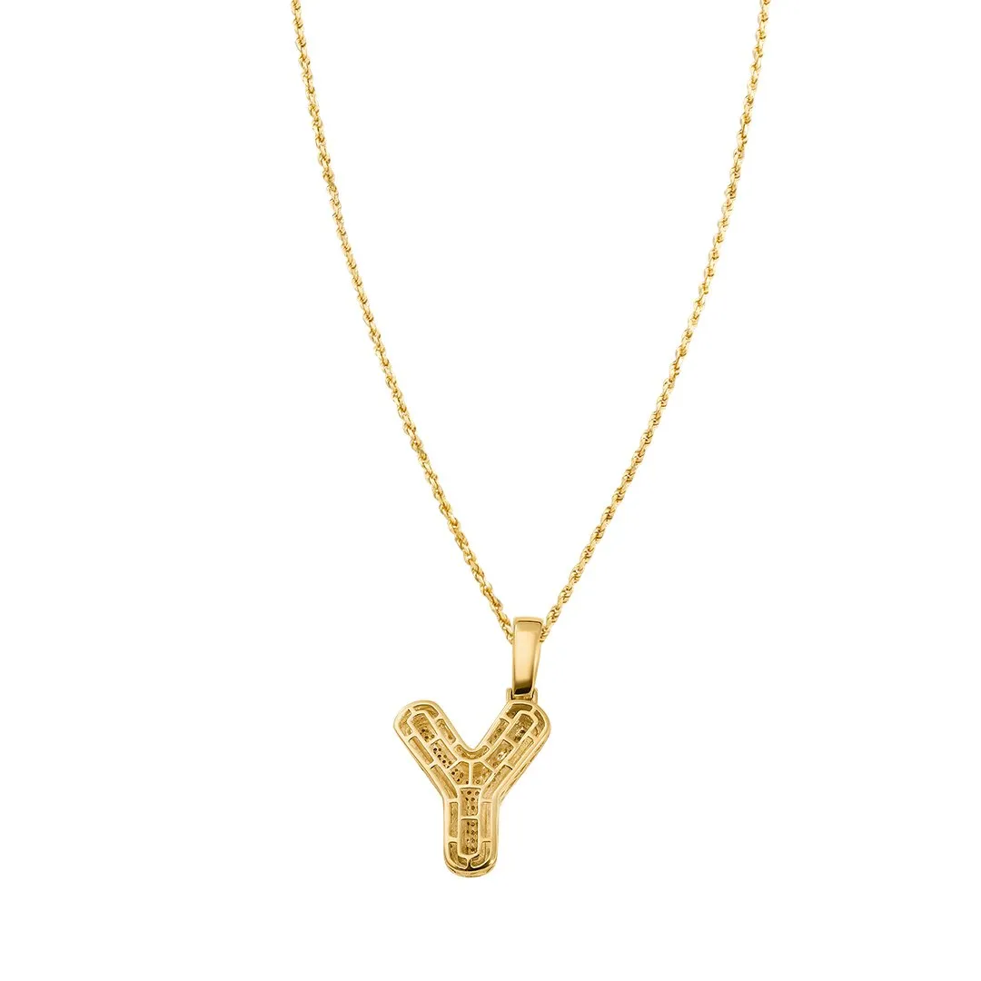 10k Yellow Gold Diamond Letter Y Pendant 0.81 Ctw