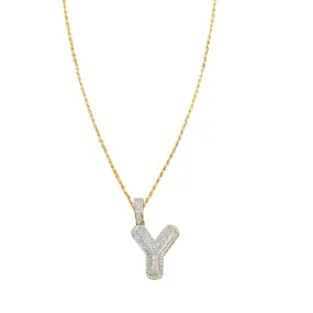 10k Yellow Gold Diamond Letter Y Pendant 0.81 Ctw