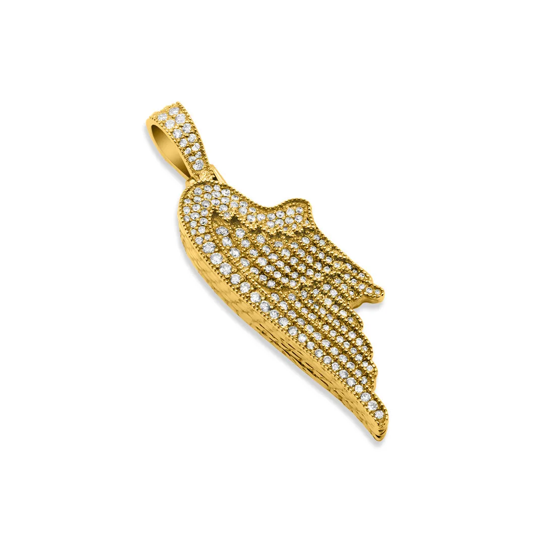 14K Angel Wing Pendant 2.50ctw