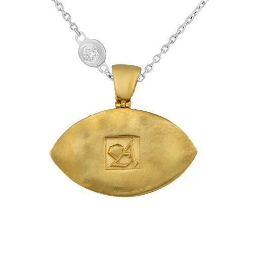 14k Gold Two Tone Diamond Evil Eye Pendant 2 Ctw