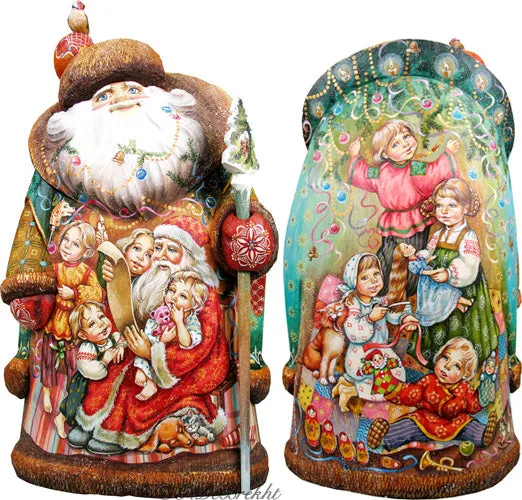 A night to remember Santa, Woodcarved Figurine L291311 by G. DeBrekht - SPECIAL ORDER