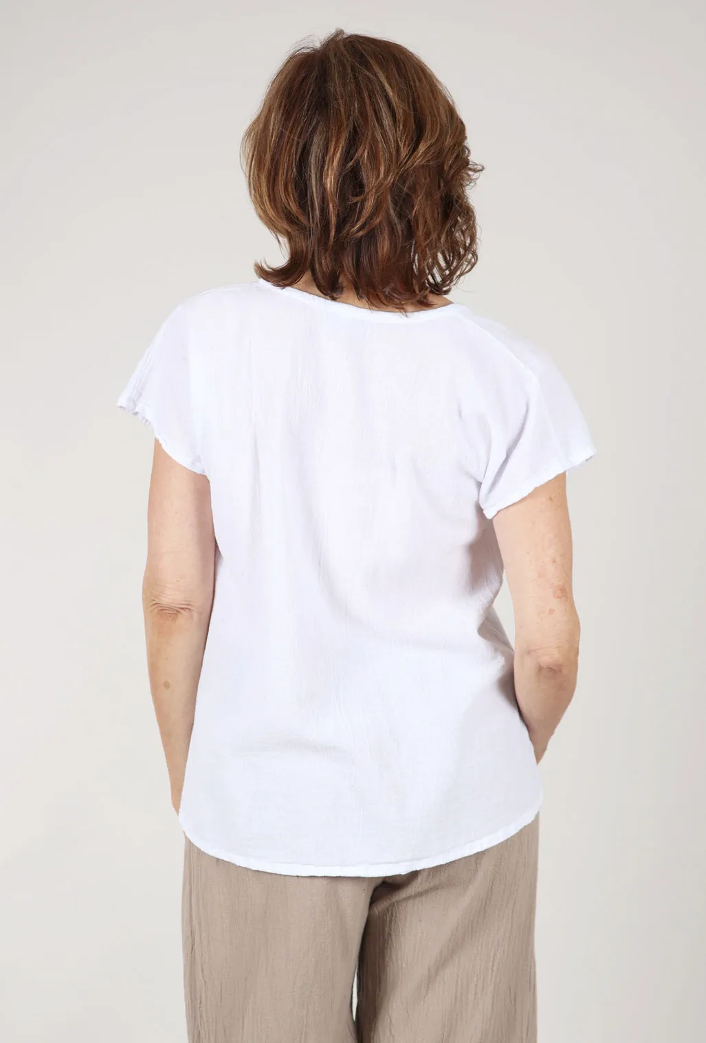 Ana Side-Ruched Top, Snow