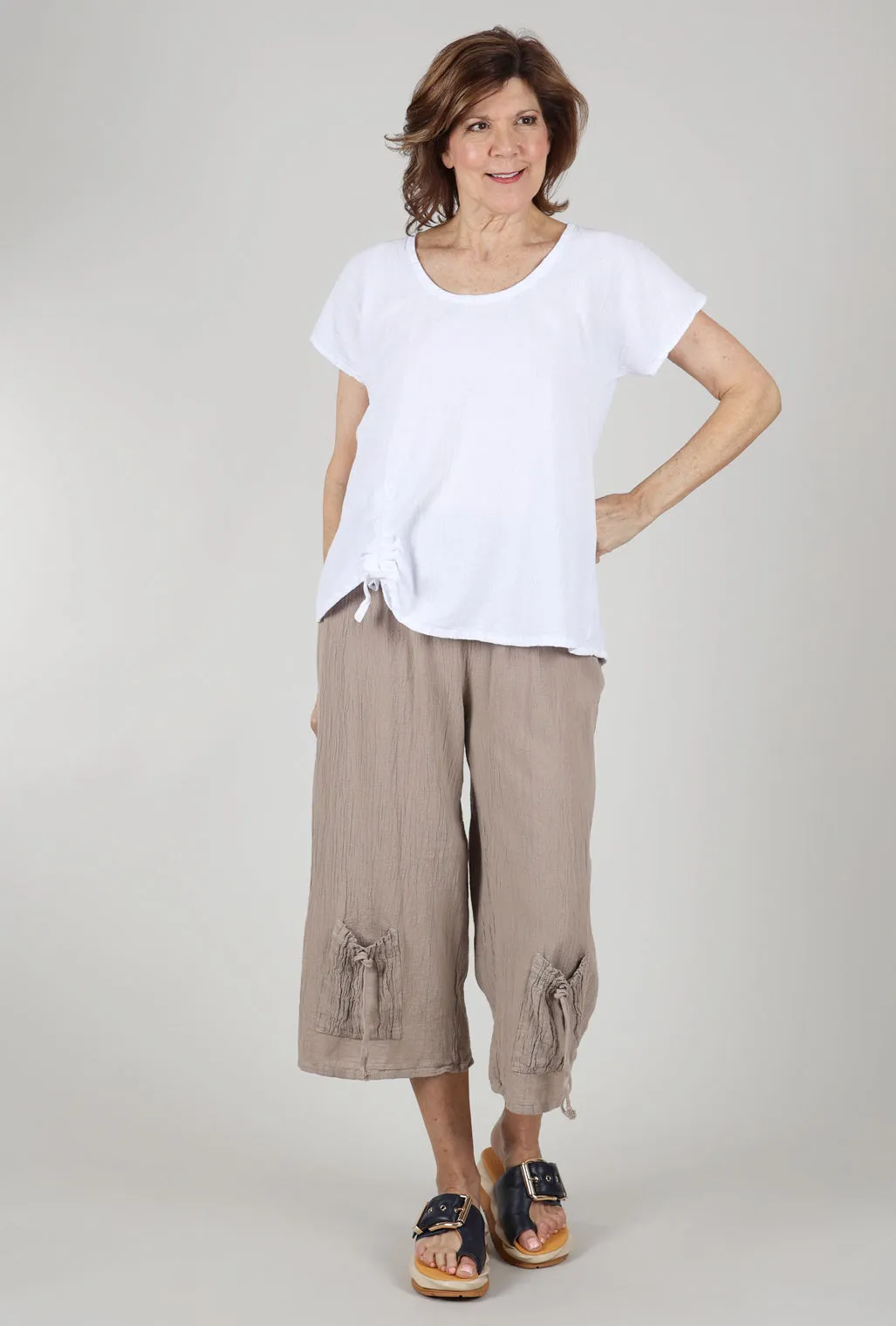 Ana Side-Ruched Top, Snow