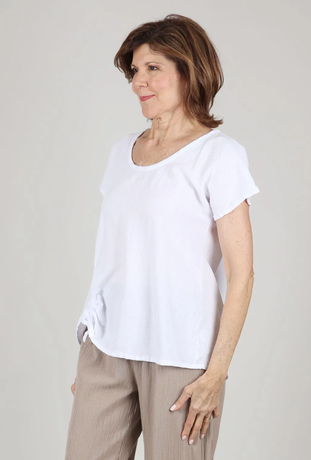 Ana Side-Ruched Top, Snow
