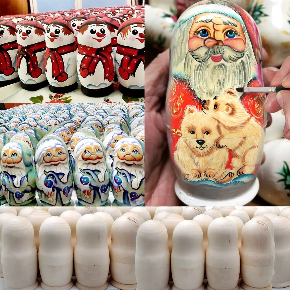 Apple Girl Matreshka Stacking Hand-Painted Dolls Set of 5 by G. DeBrekht - Christmas Décor - 1300934