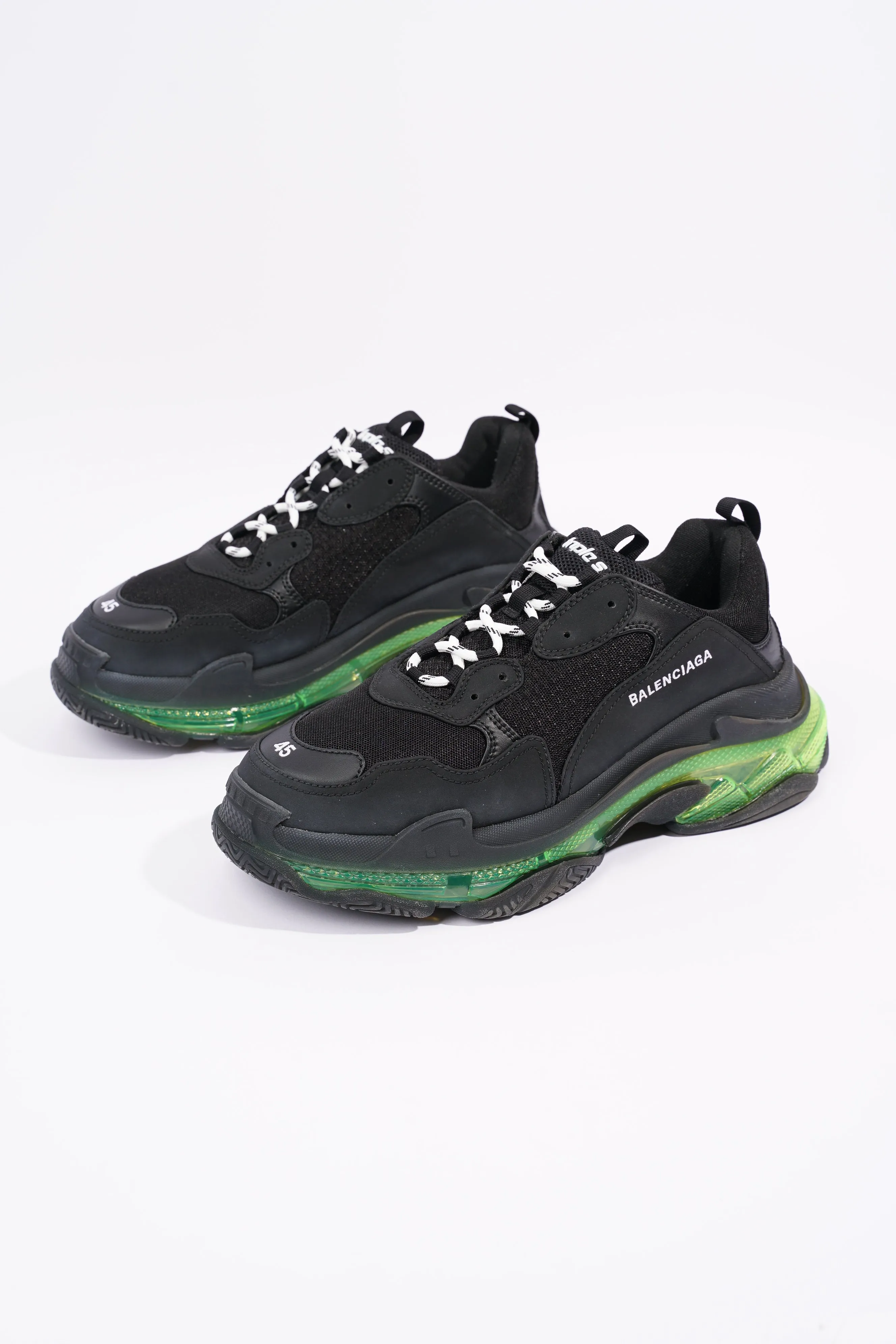 Balenciaga Mens Triple S Black / Green / Clear Sole EU 45 / UK 11
