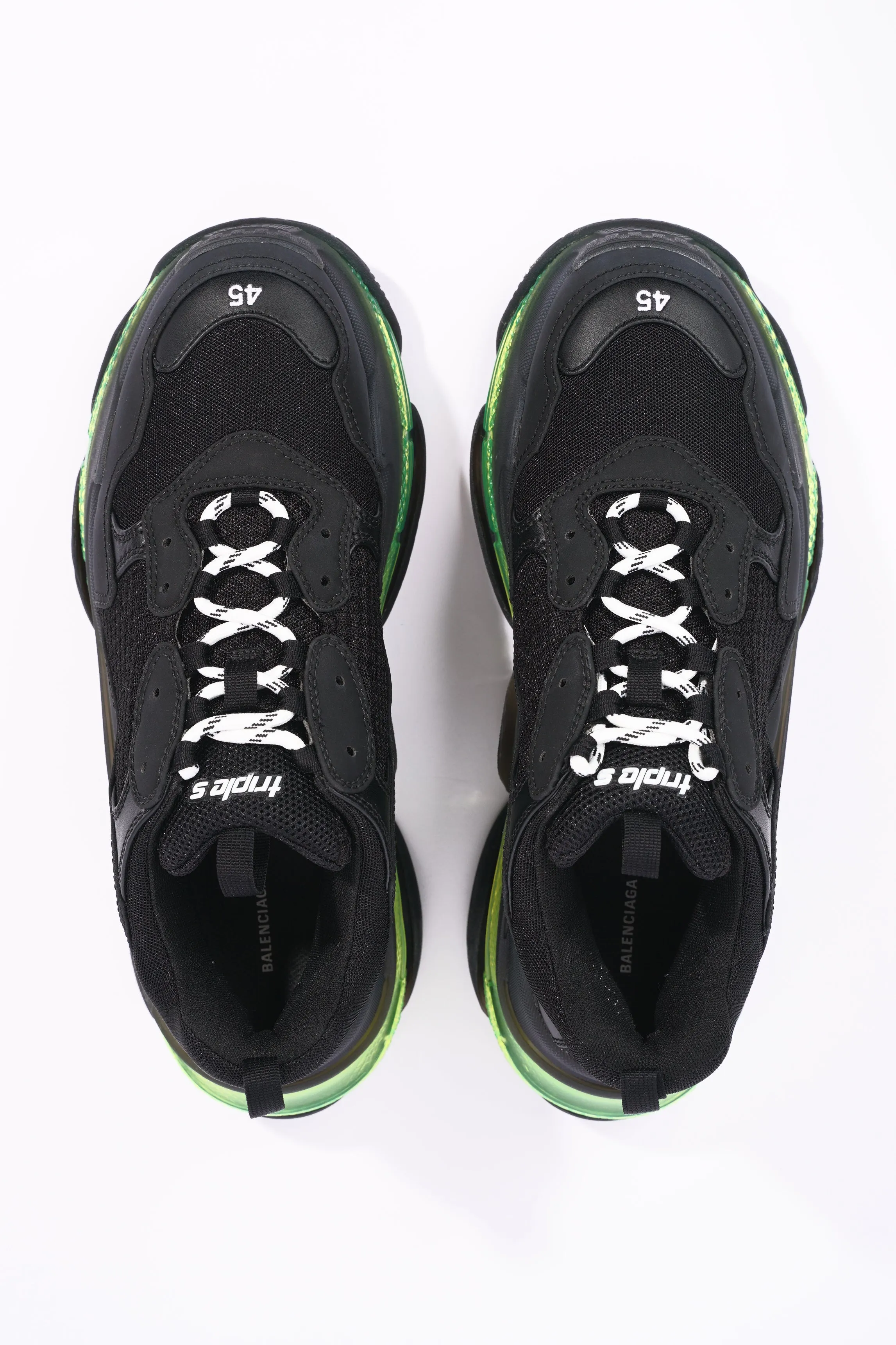 Balenciaga Mens Triple S Black / Green / Clear Sole EU 45 / UK 11