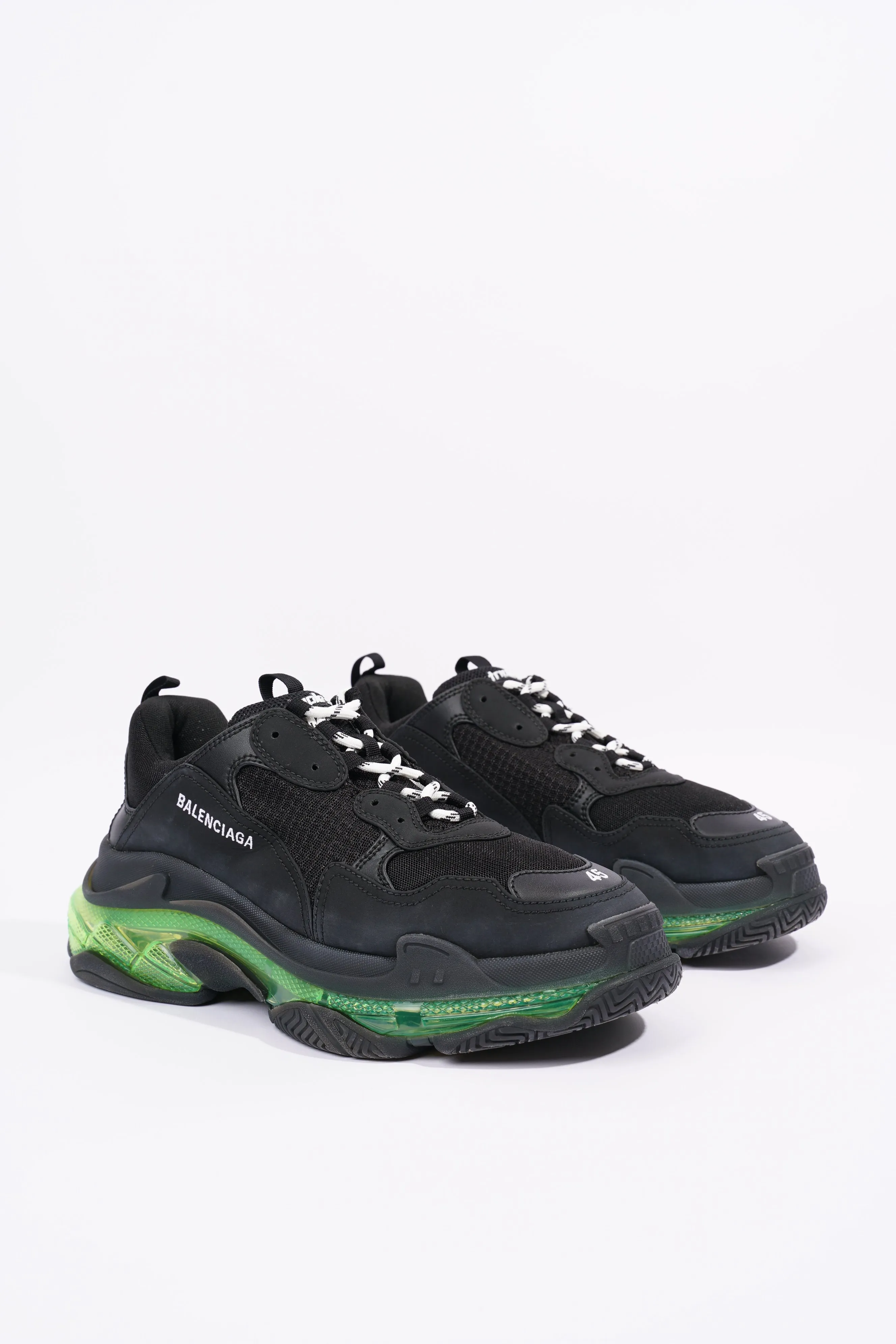 Balenciaga Mens Triple S Black / Green / Clear Sole EU 45 / UK 11