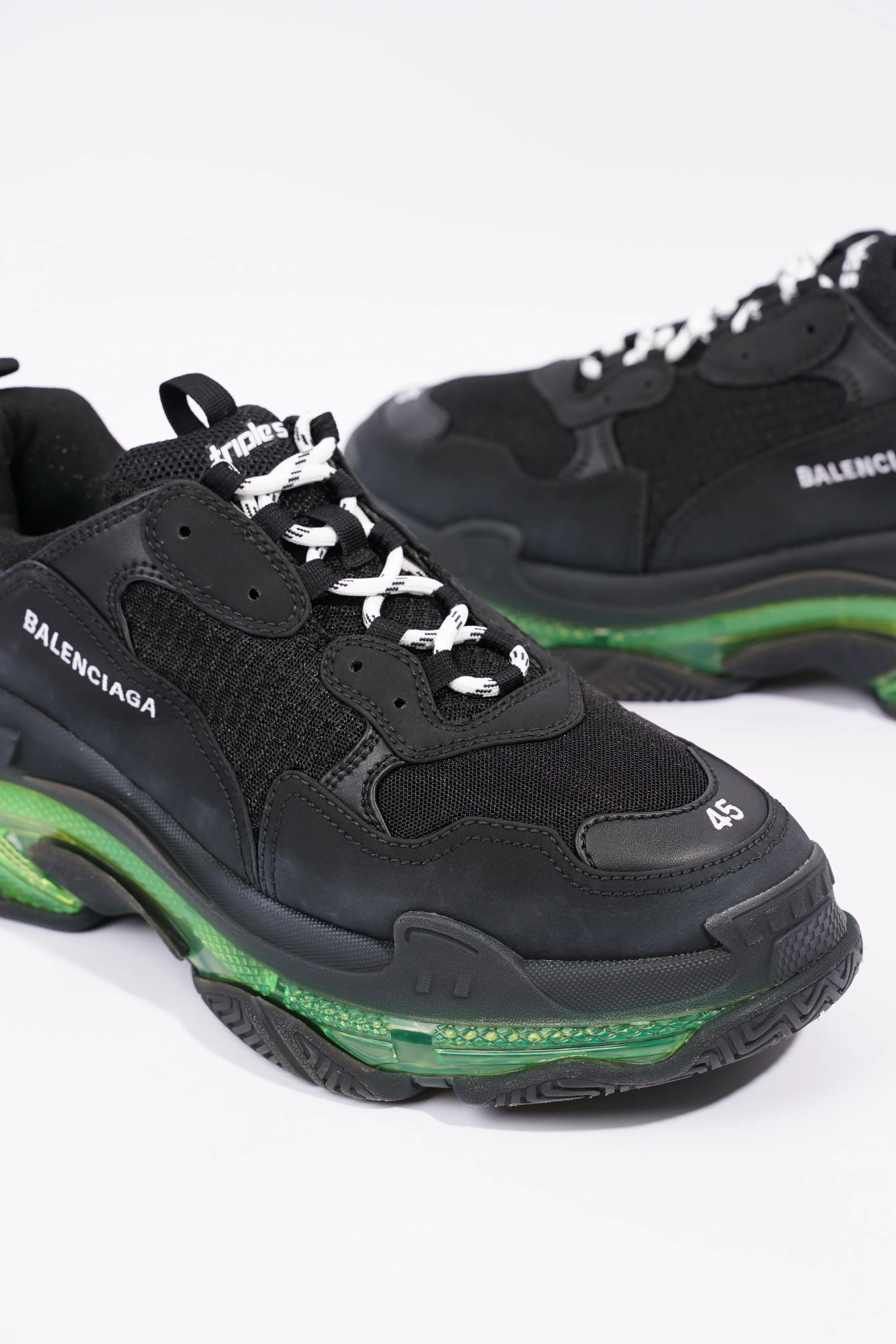 Balenciaga Mens Triple S Black / Green / Clear Sole EU 45 / UK 11