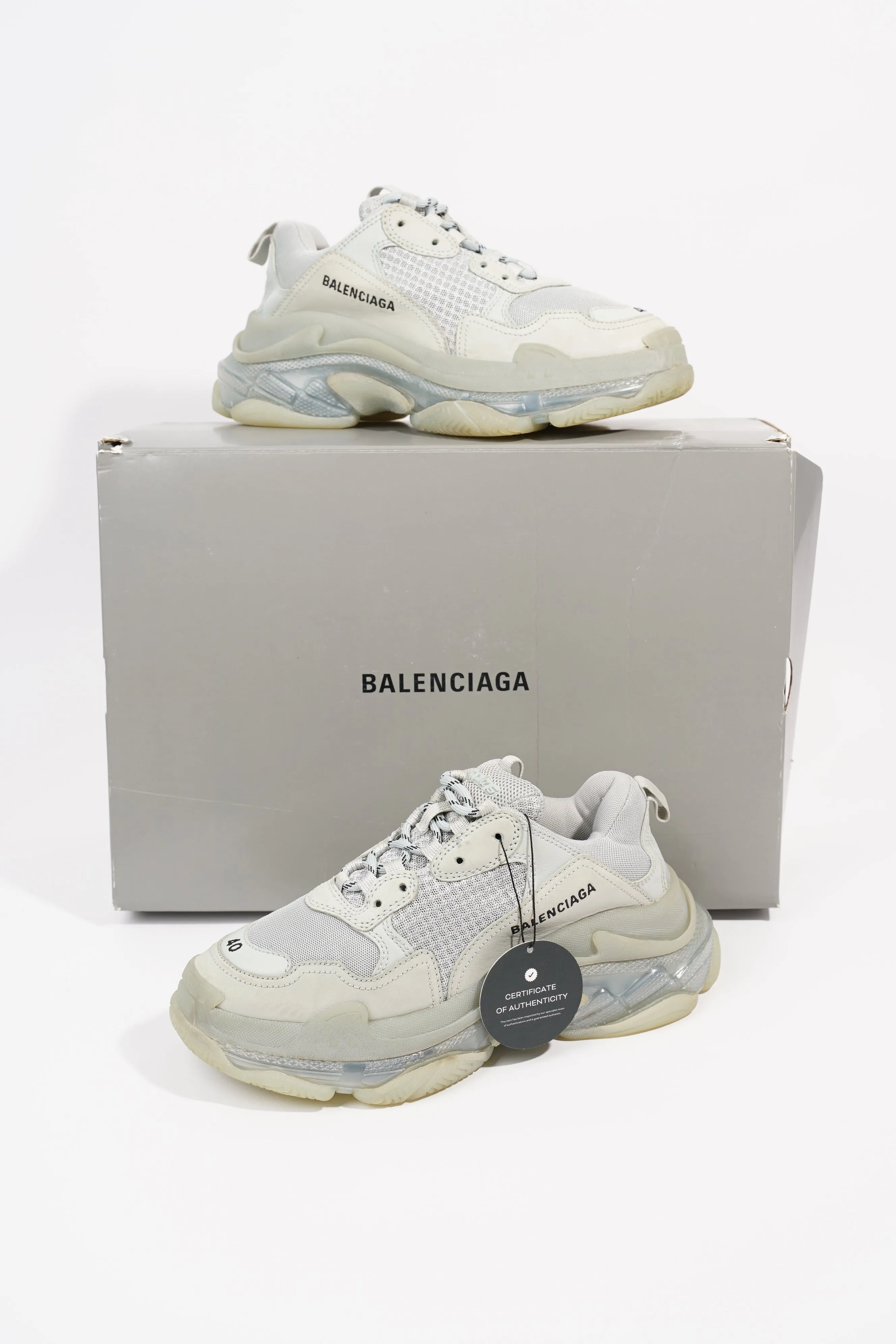 Balenciaga Mens Triple S Grey / Clear Sole EU 40 / UK 6