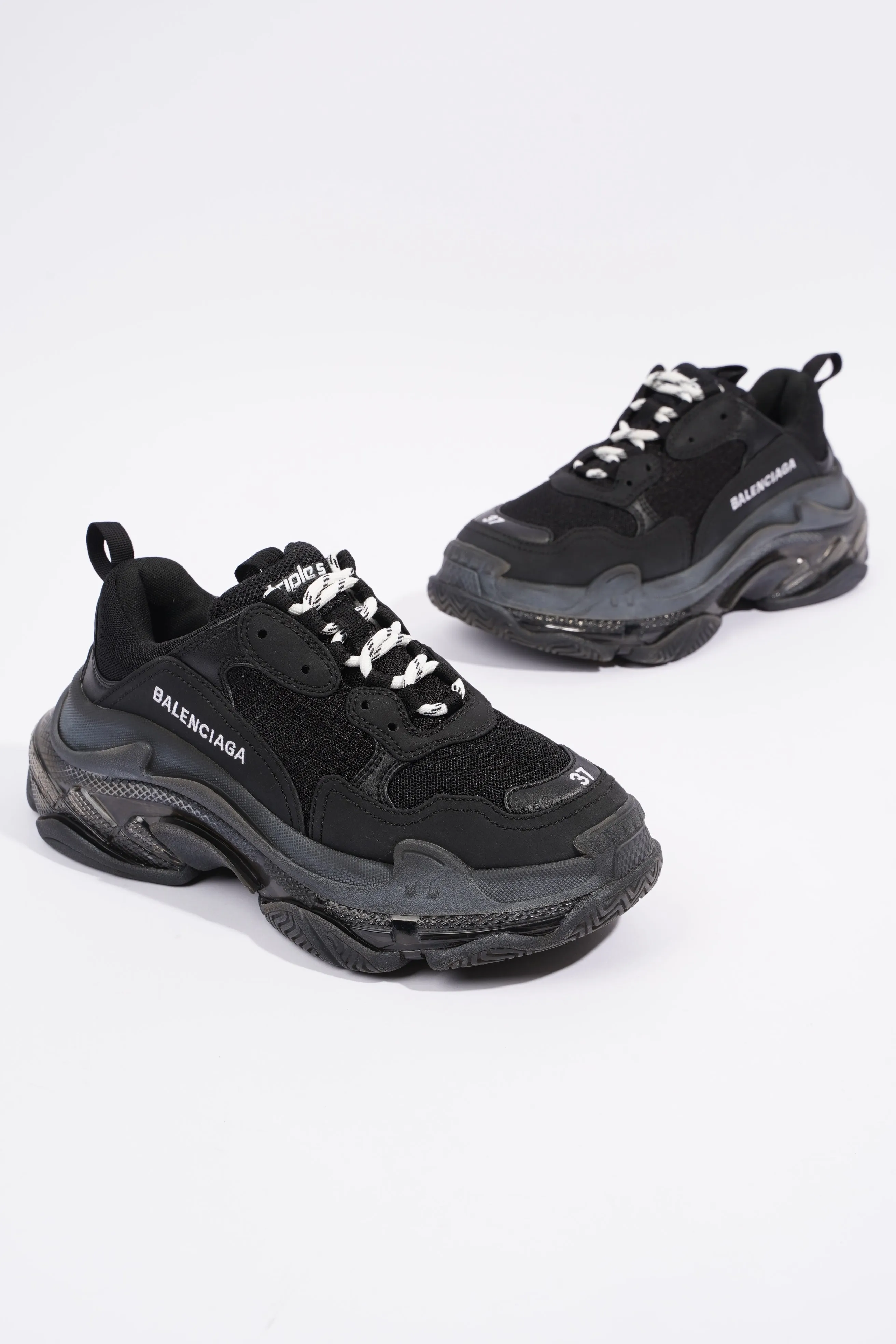 Balenciaga Triple S Clear Sole Black Mesh EU 37 UK 4