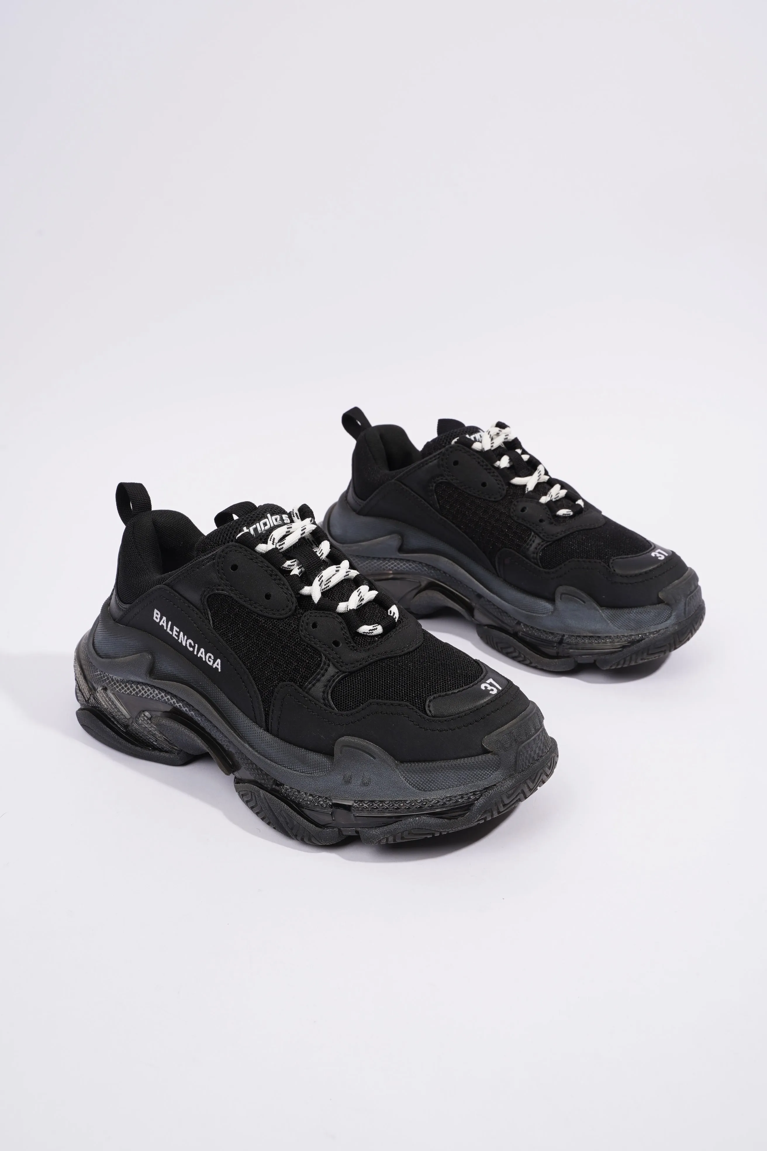 Balenciaga Triple S Clear Sole Black Mesh EU 37 UK 4