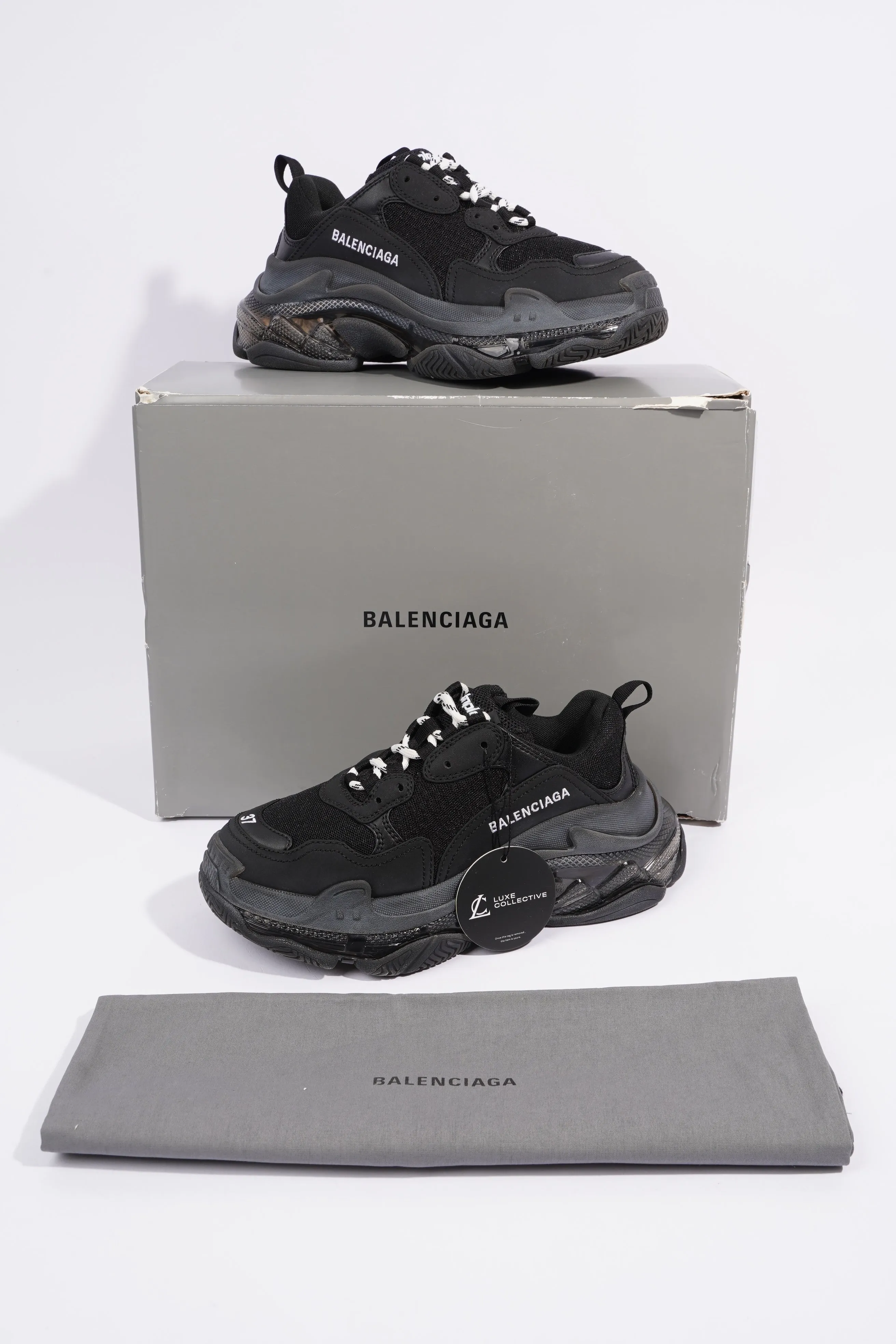Balenciaga Triple S Clear Sole Black Mesh EU 37 UK 4