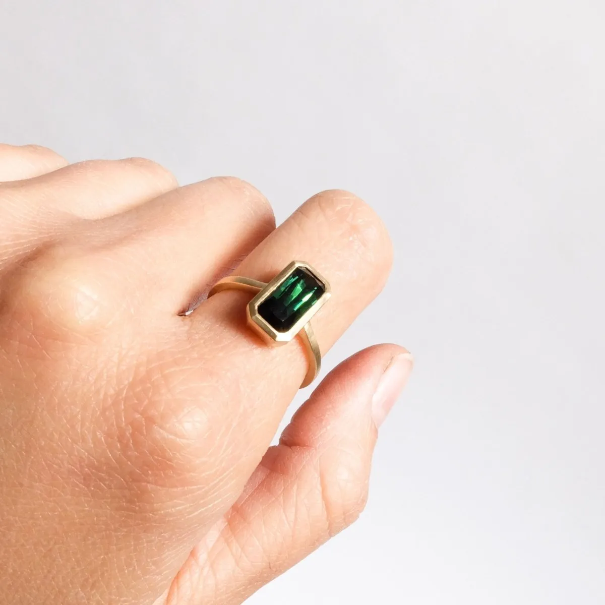 Barion Cut Tourmaline Solitare Ring