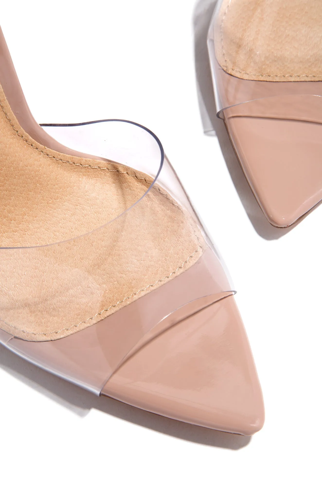 Beauty Blogger Clear Strap Heel Mules - Nude