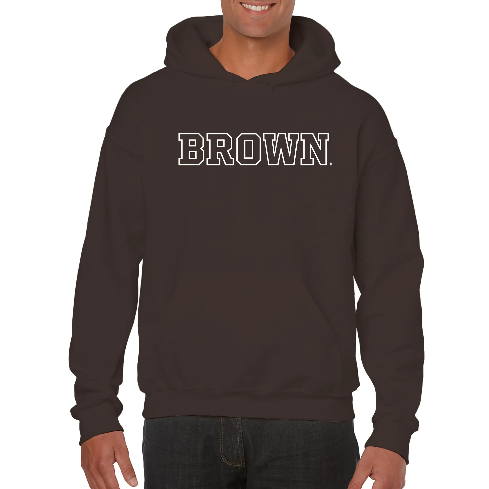 Brown University Bears Basic Block Hoodie - Dark Chocolate