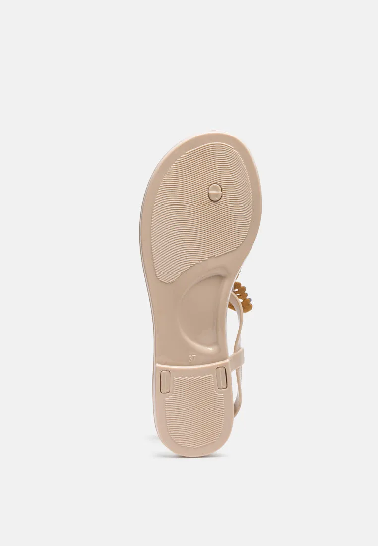 Butterfly T Strap Clear Flat Sandals