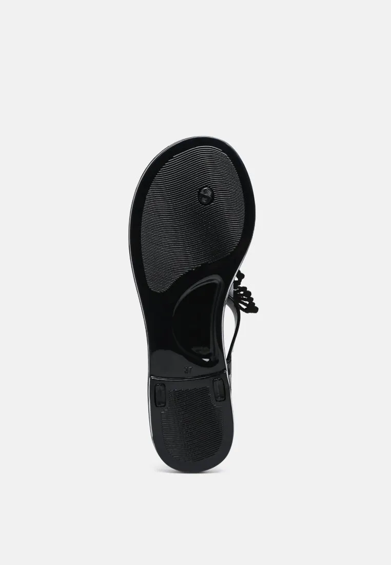 Butterfly T Strap Clear Flat Sandals