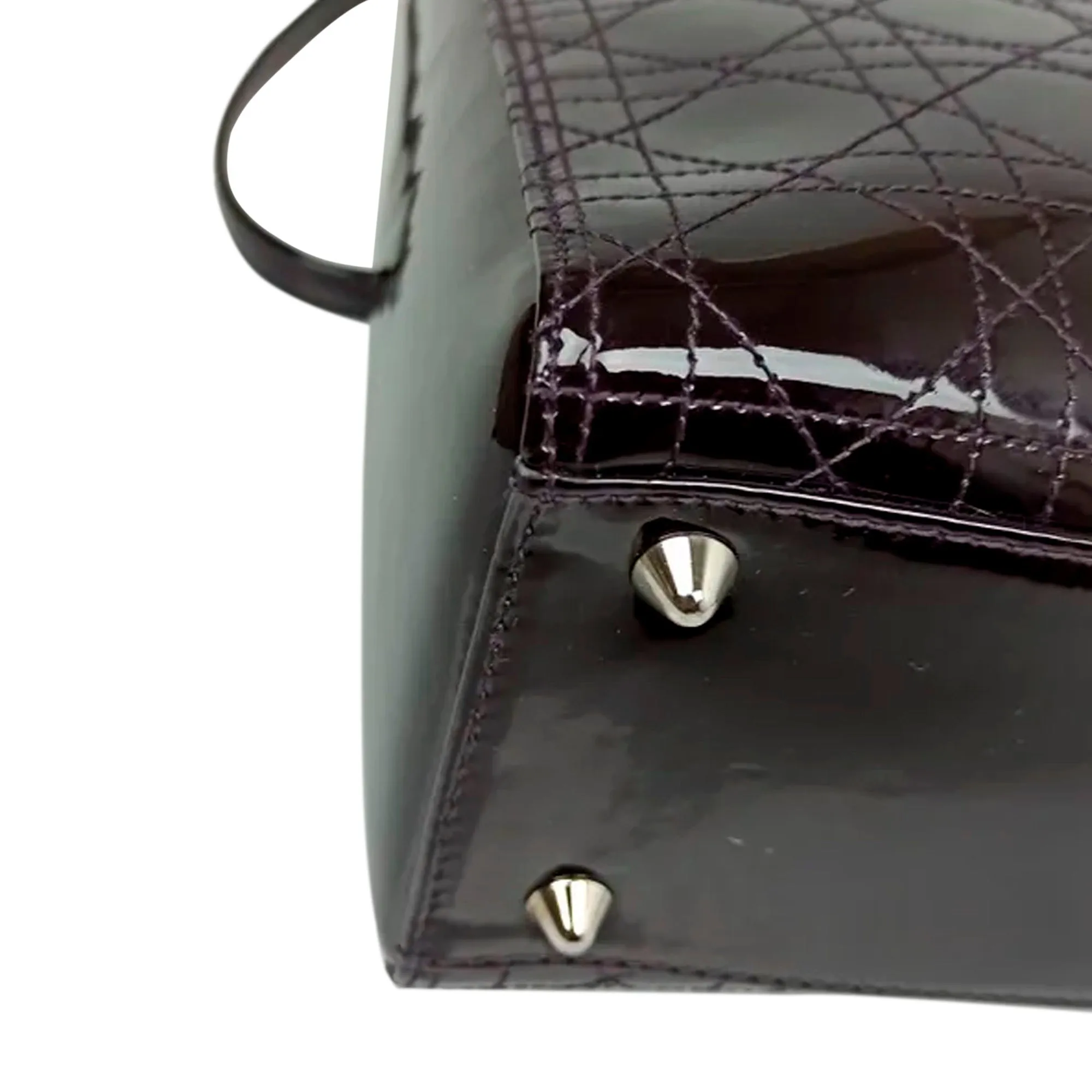 Cannage Patent Leather Lady Dior Satchel Brown