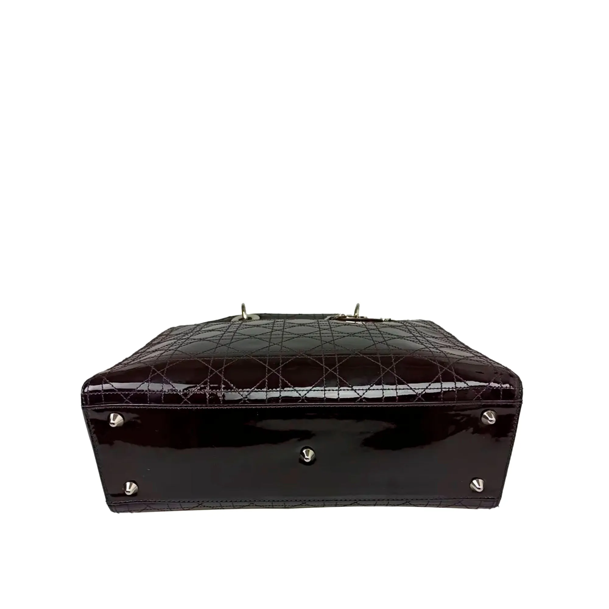 Cannage Patent Leather Lady Dior Satchel Brown