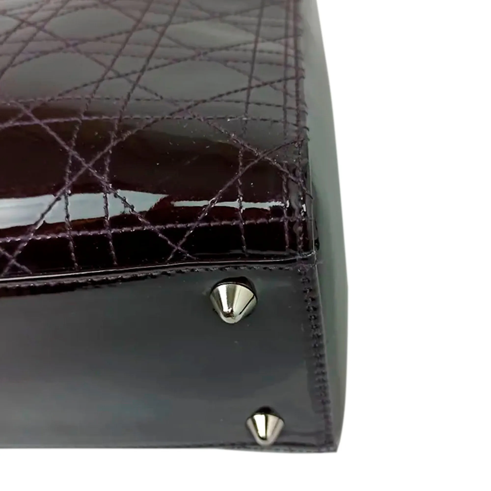 Cannage Patent Leather Lady Dior Satchel Brown