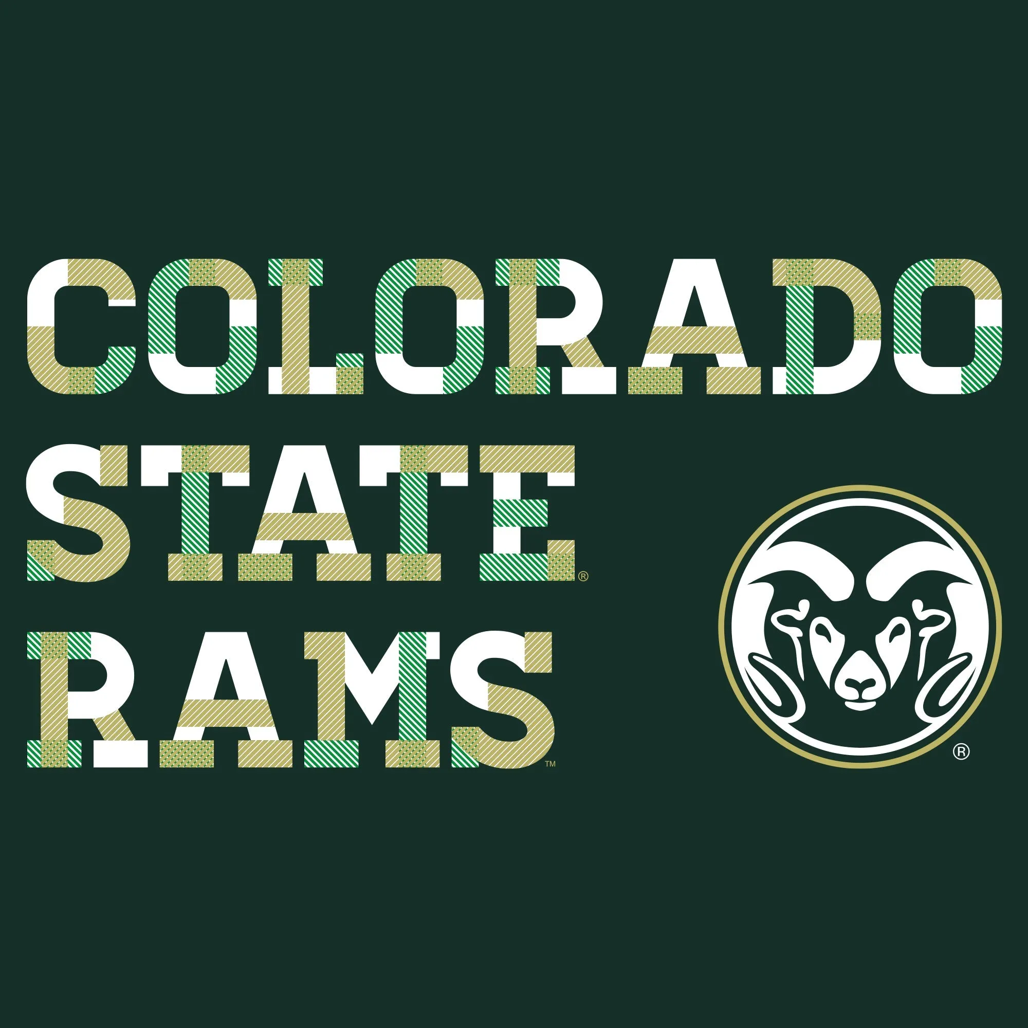 Colorado State University Rams Patchwork Cotton Long Sleeve T Shirt - Forest