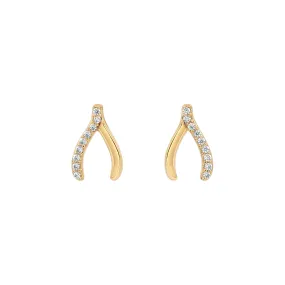 Gold Wishbone Studs