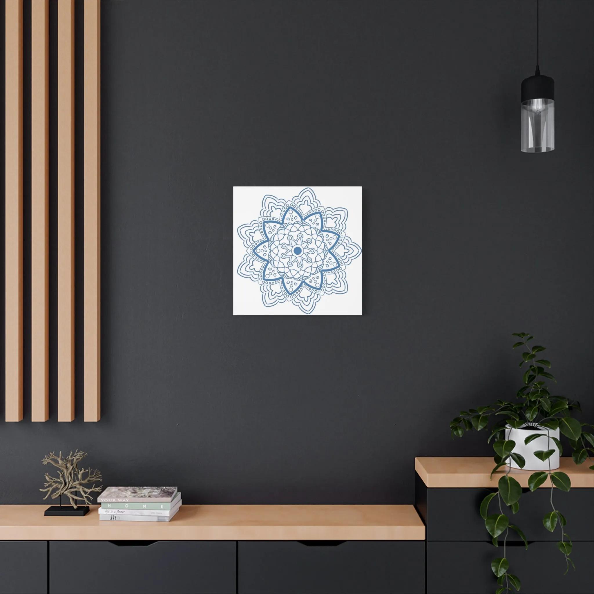 Handmade Mandala Art - Steel Blue - Matte Canvas, Stretched, 1.25