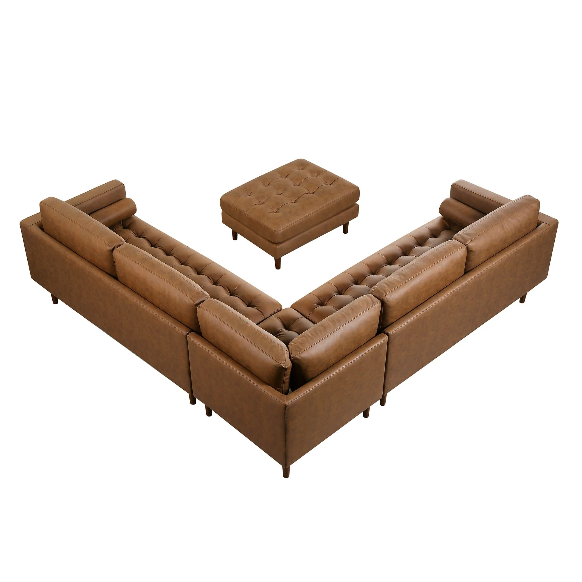 Henrietta 5 Seater Corner Sofa, Tan Faux Suede