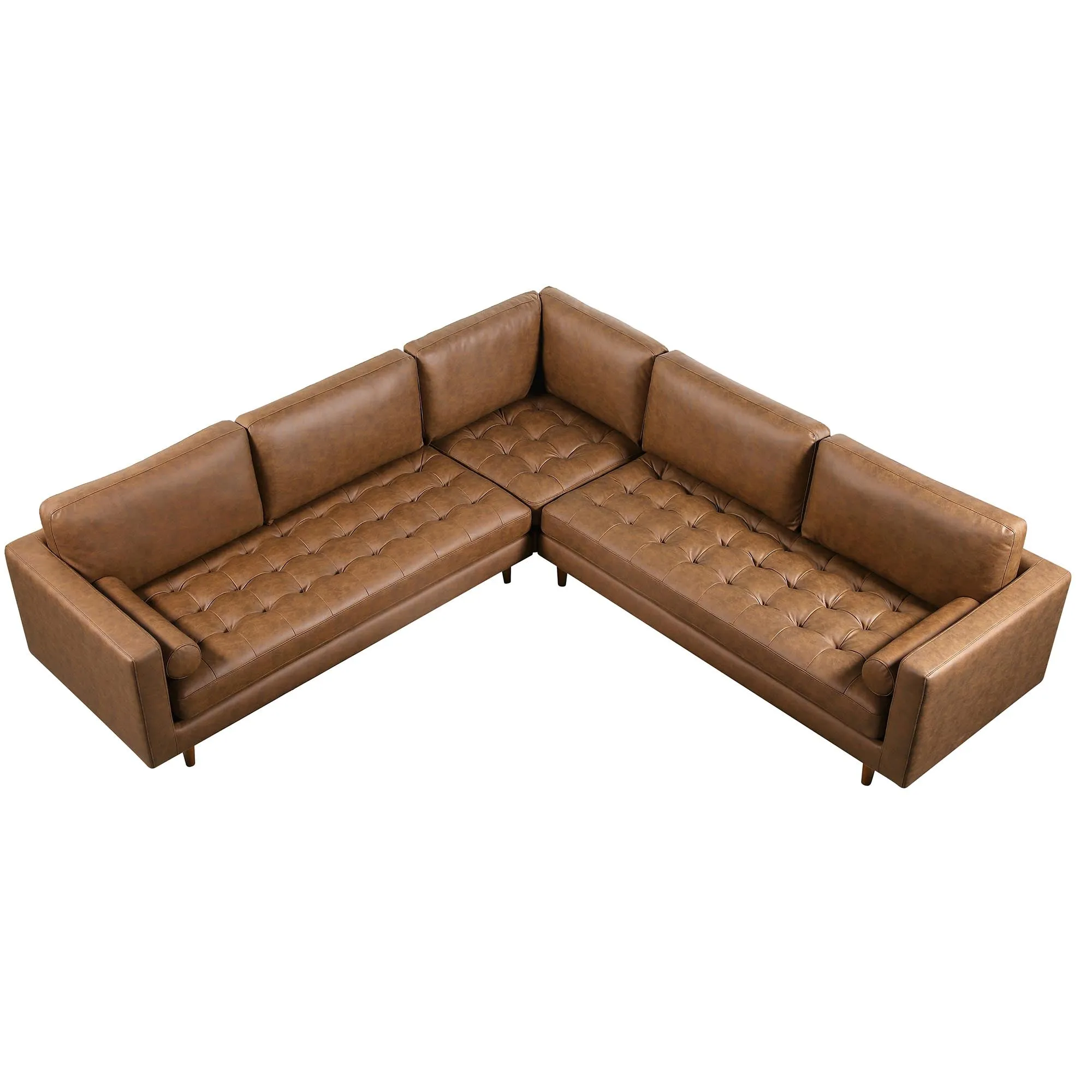 Henrietta 5 Seater Corner Sofa, Tan Faux Suede