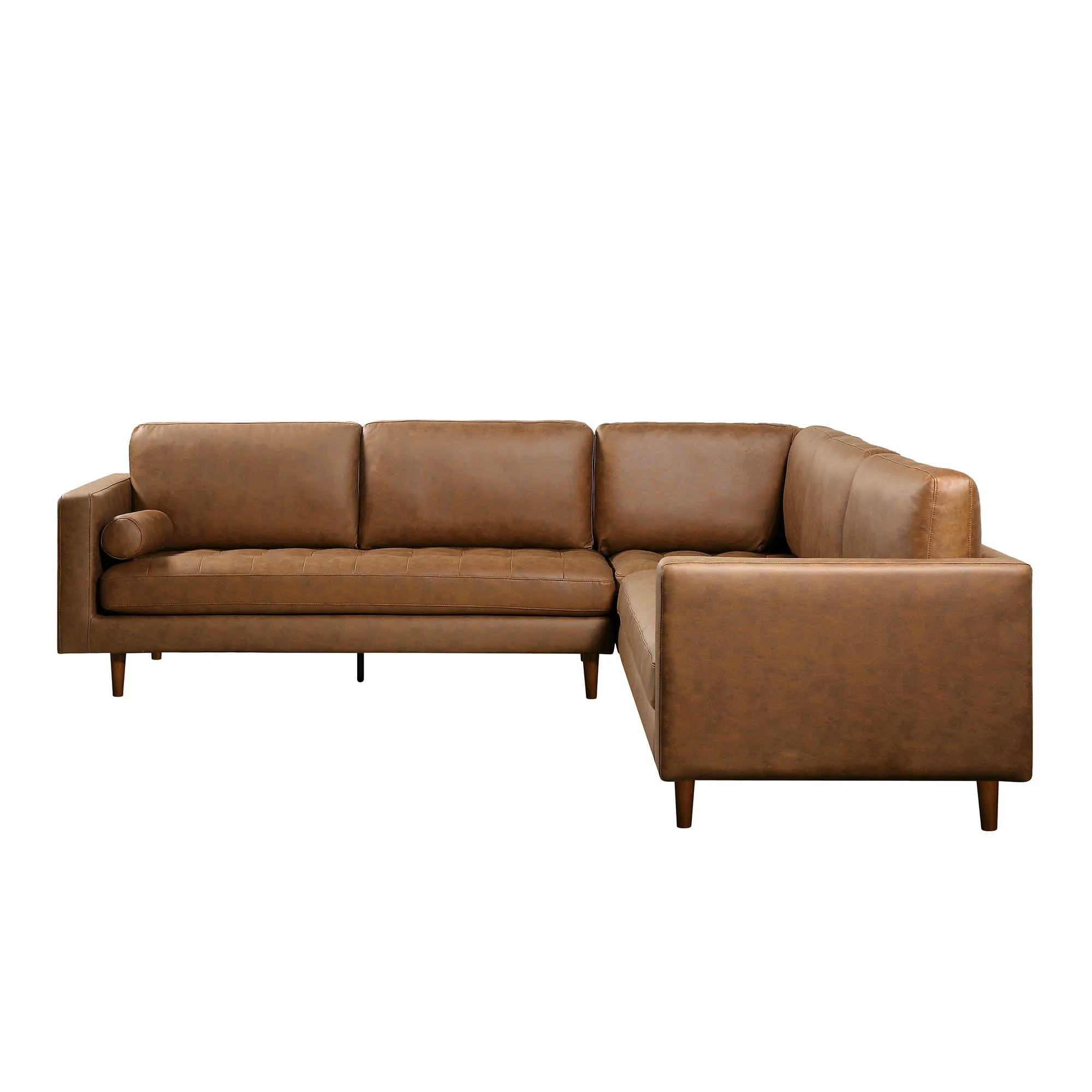 Henrietta 5 Seater Corner Sofa, Tan Faux Suede