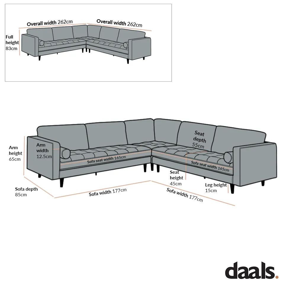 Henrietta 5 Seater Corner Sofa, Tan Faux Suede