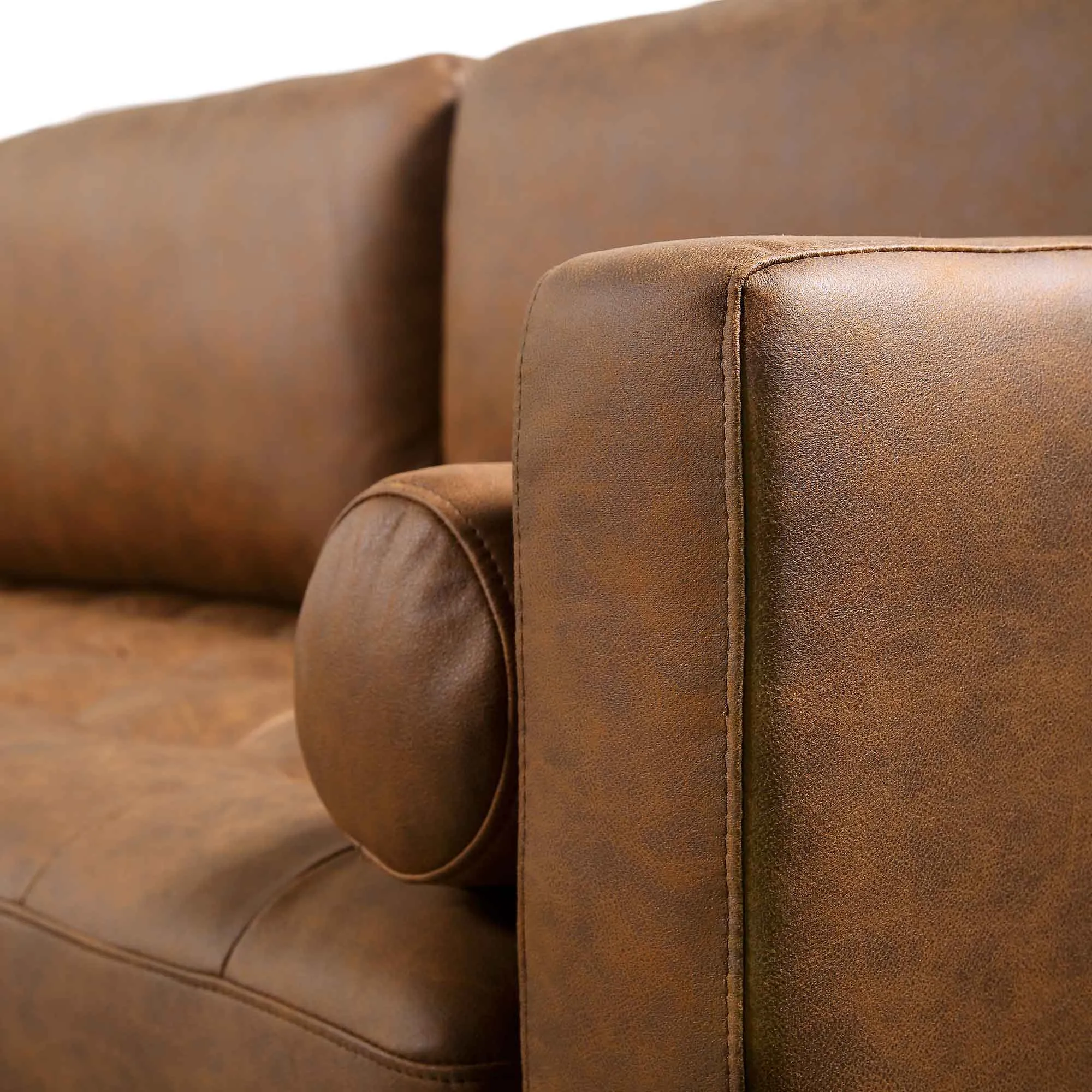 Henrietta 5 Seater Corner Sofa, Tan Faux Suede