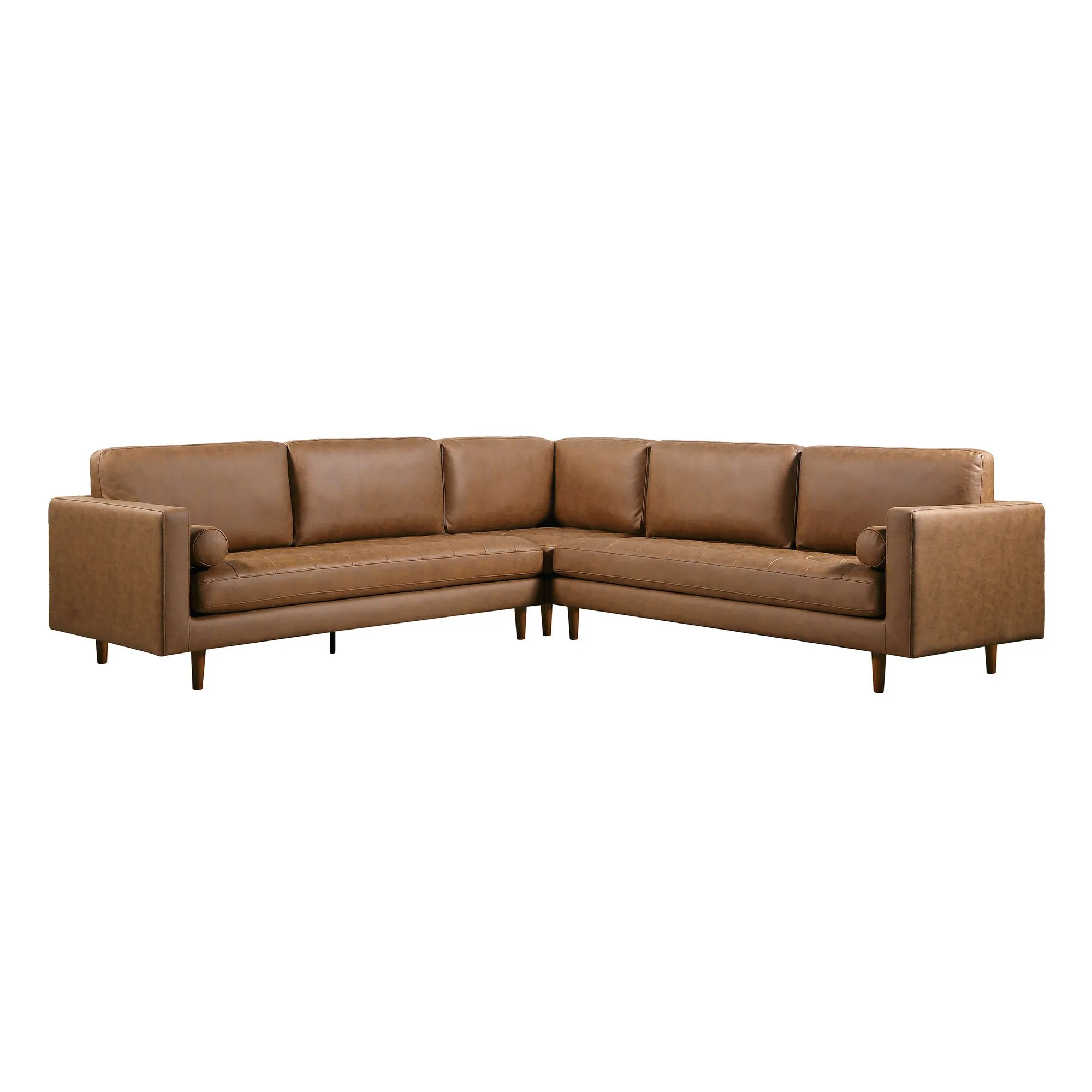 Henrietta 5 Seater Corner Sofa, Tan Faux Suede