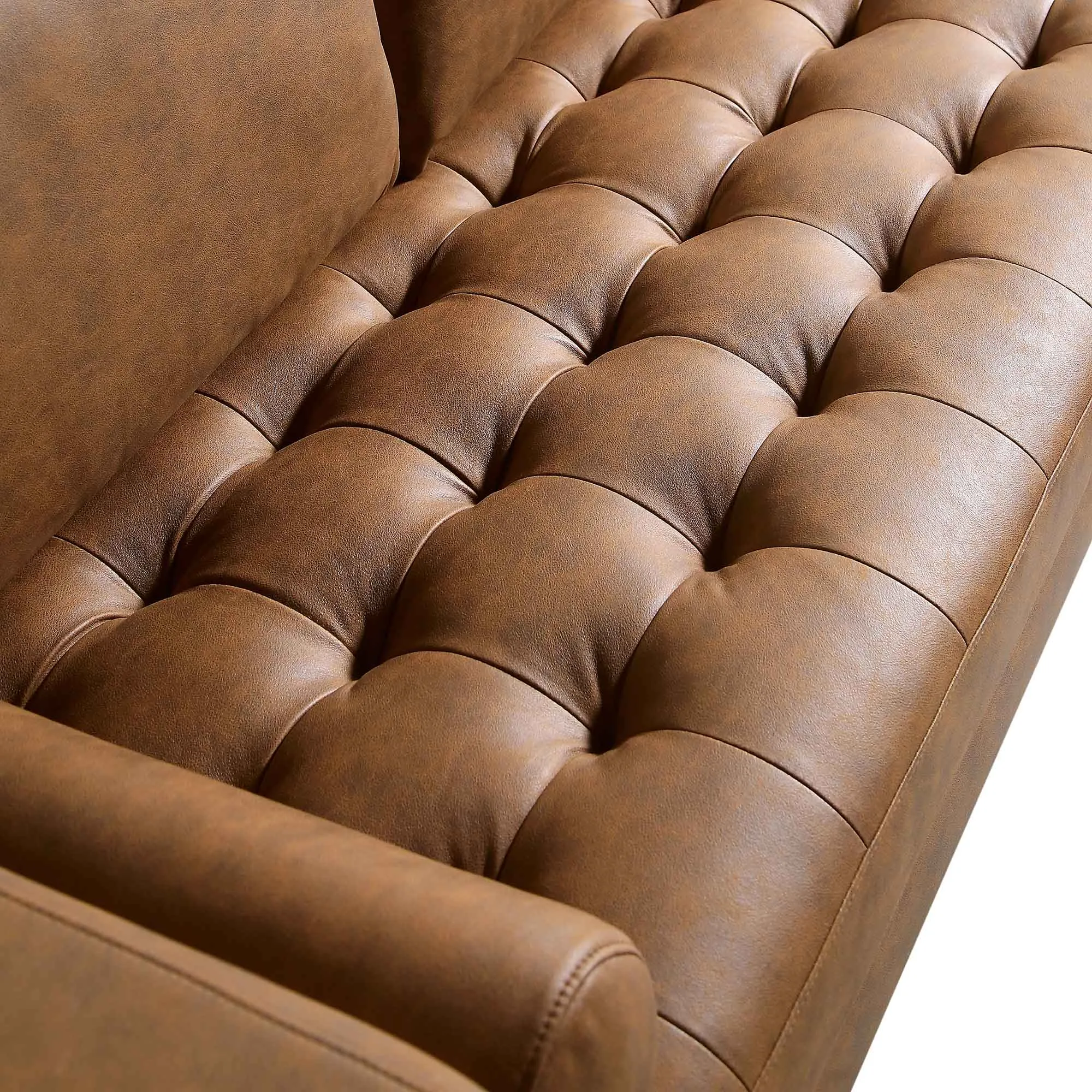 Henrietta 5 Seater Corner Sofa, Tan Faux Suede