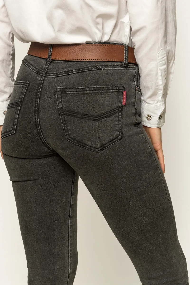 Katherine Cowgirl Womens Mid Rise Bootleg Jean - Charcoal