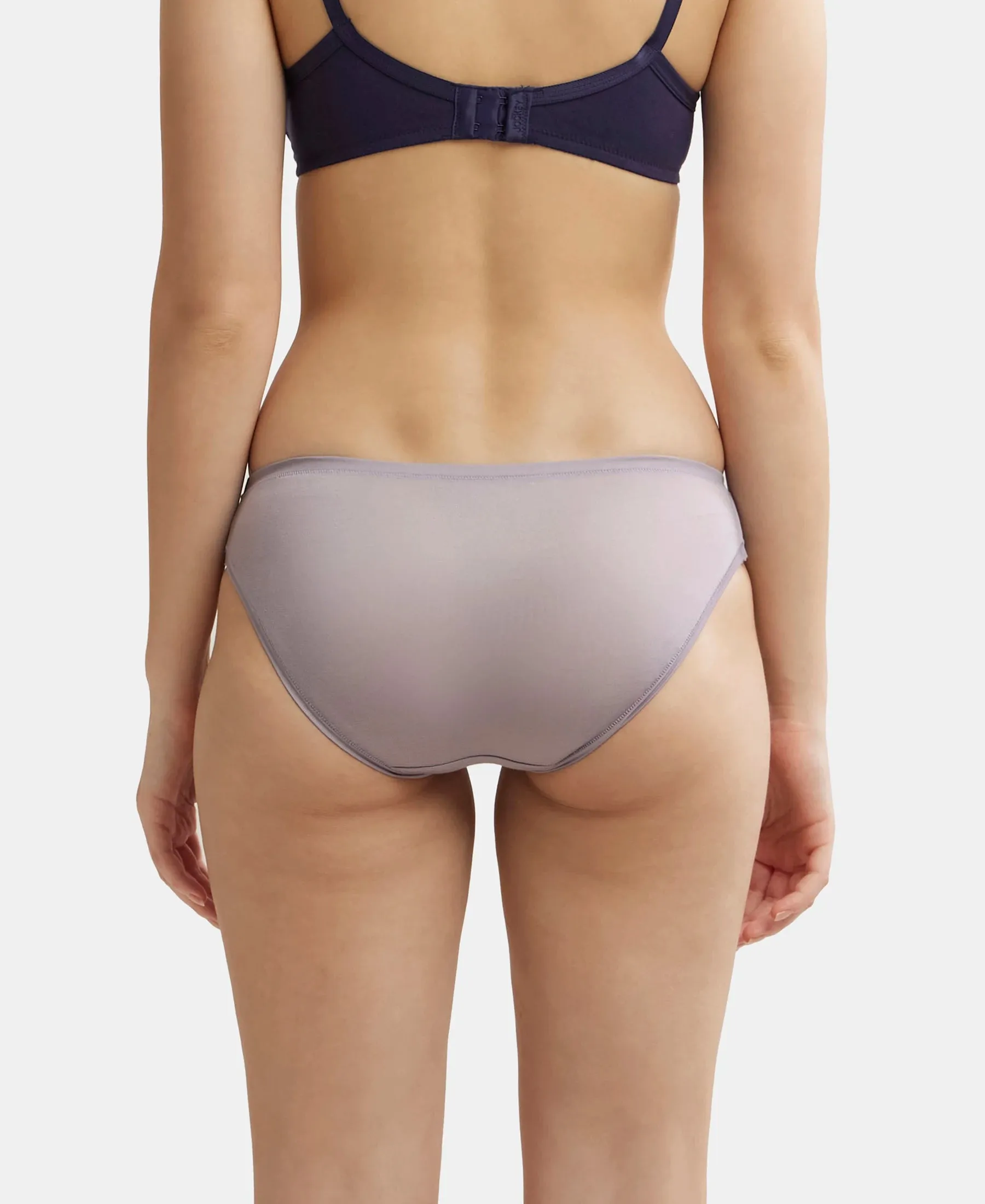 Medium Coverage Tencel Lyocell Elastane Stretch Mid Waist Bikini With Concealed Waistband and StayFresh Treatment - Minimal Grey
