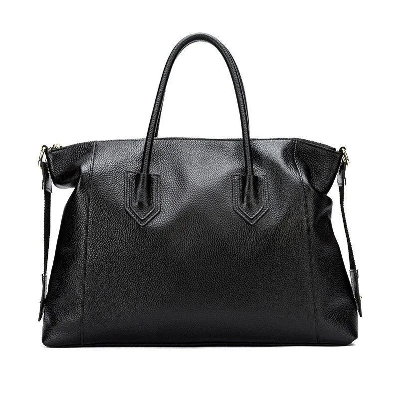 Minimalist Cowhide Leather Tote Bag, Extra Large Black Tote Carry All Handbag, Chic Weekend Bag, Australian Shopper Bag, Gift For Her