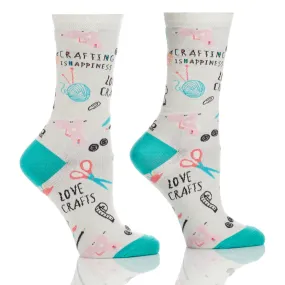 "Happy Crafting" Cotton Dress Crew Socks by YO Sox -Medium