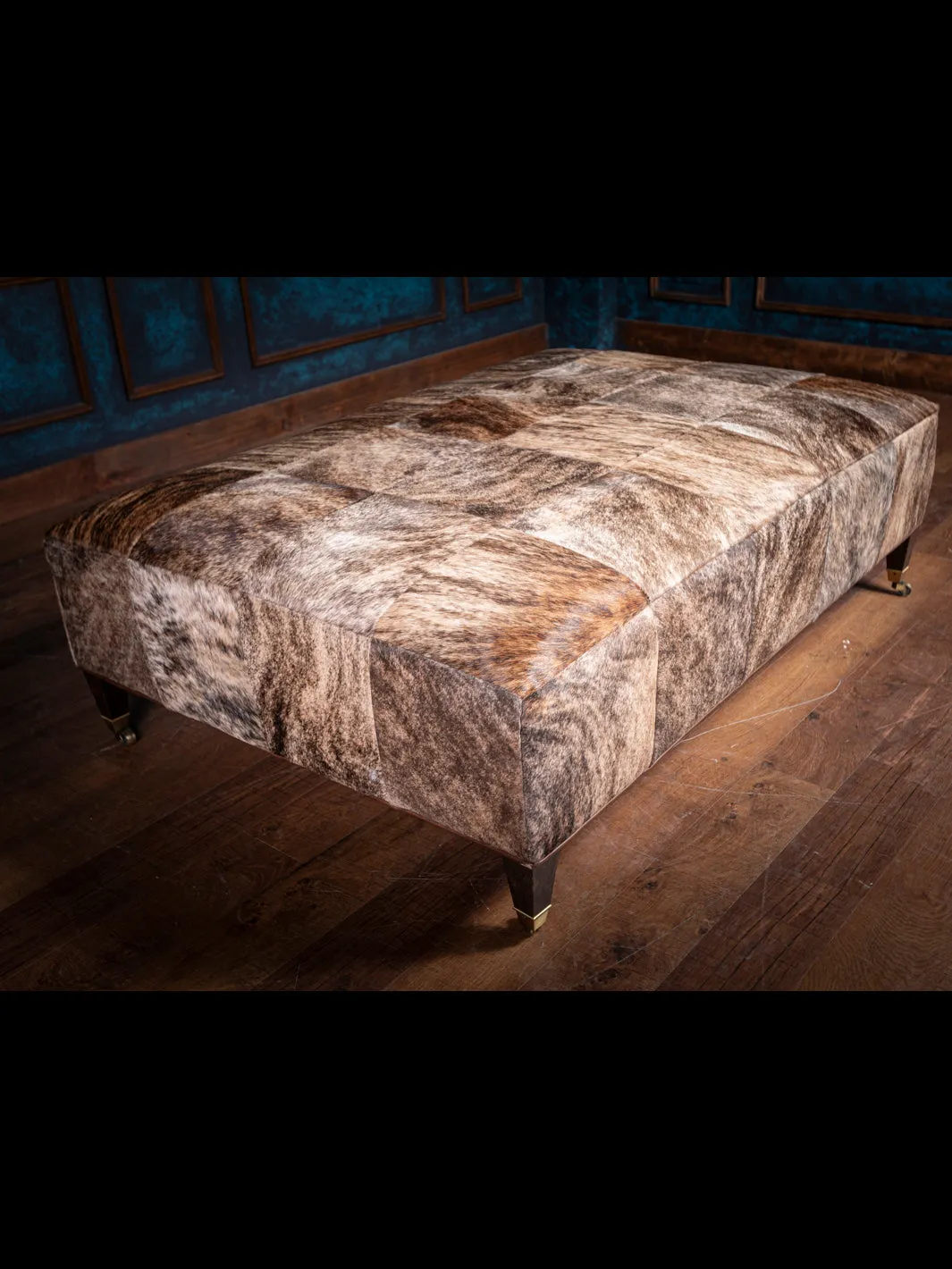Rustic Range Cowhide Leather Ottoman