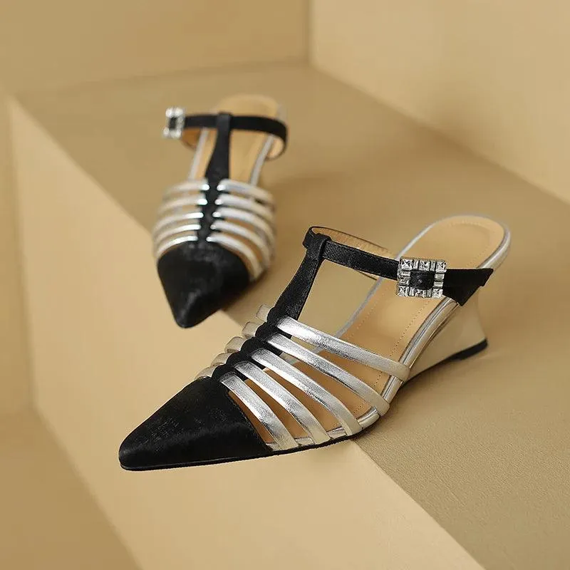 TSS45 Leather Wedges High Heels - Women's Casual Shoes