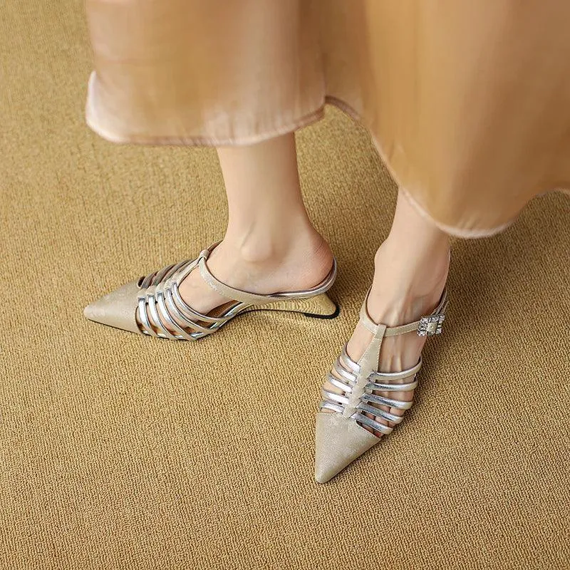 TSS45 Leather Wedges High Heels - Women's Casual Shoes