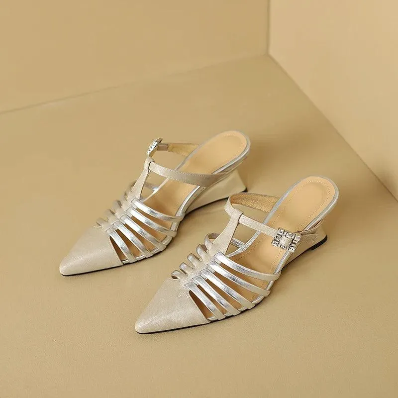 TSS45 Leather Wedges High Heels - Women's Casual Shoes